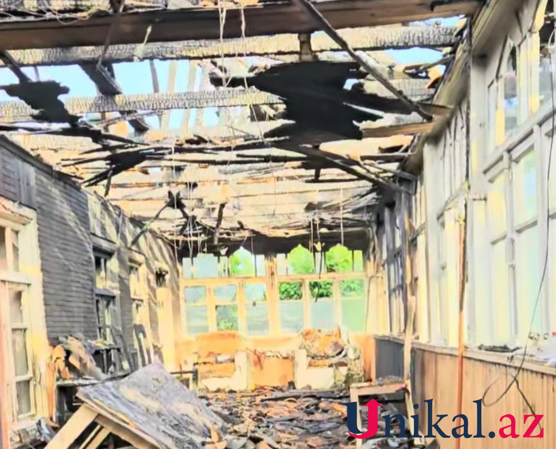 Masallıda ev yanaraq kül oldu - FOTOLAR